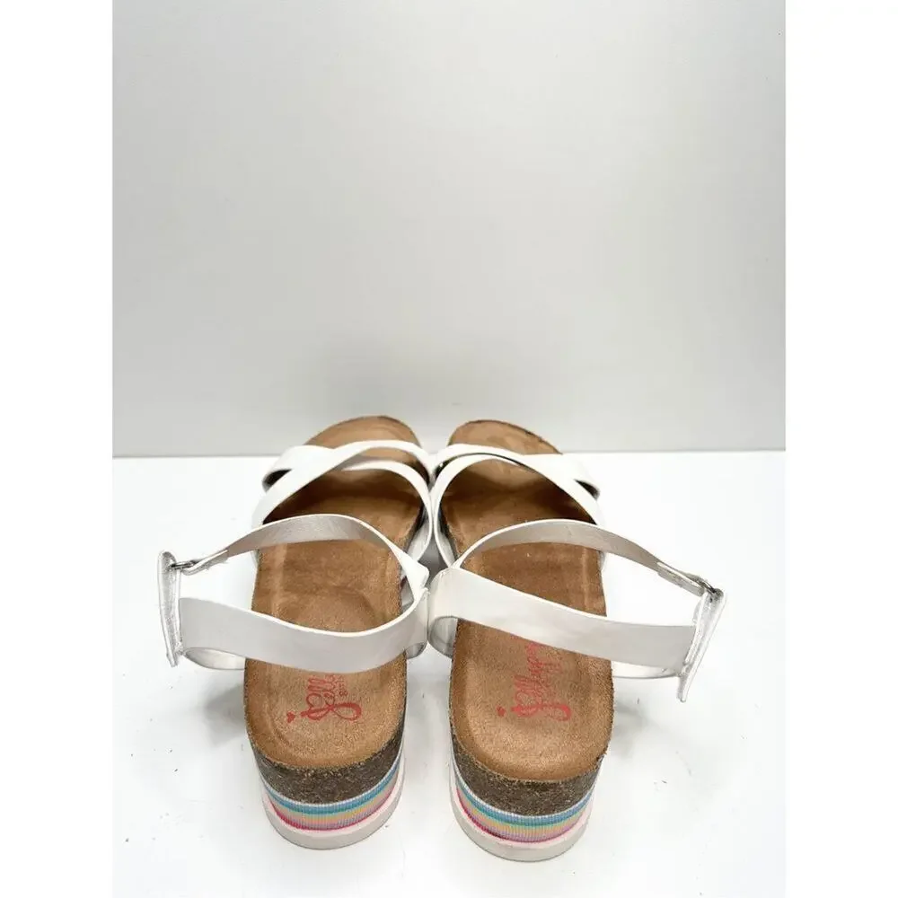 Jellypop Sandals Girls Size 4 White Multicolor Platform‎ Open Toe